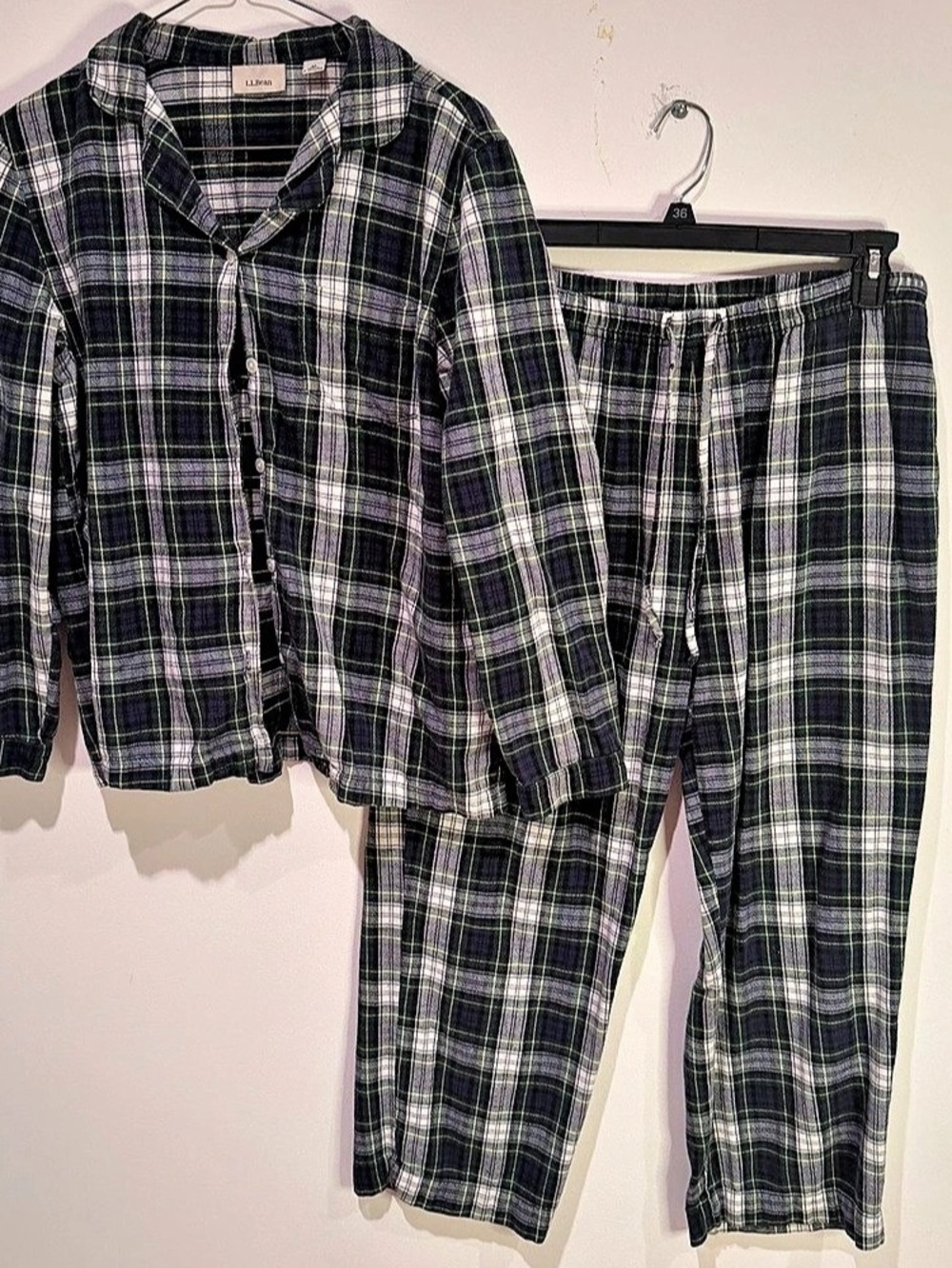L.L.Bean Women's Scotch Plaid Flannel Pajama Set Plaid Cotton Pajama Set Size